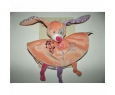 Doudou Plat Rond Lapin Doukidou Saumon Orange Abricot Fleur Cocard Dou Kidou Lapinou Jouet Bebe Naissance Peluche Éveil Enfant Blanket Comforter Soft Toy