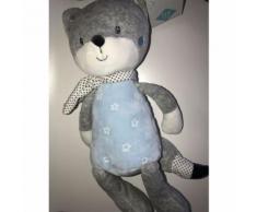 Doudou Chien Renard Ours Tex Baby Bleu Gris Blanc Etoiles Peluche Grand Modele Jouet Eveil Bebe