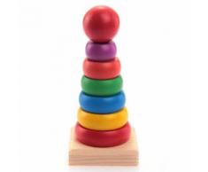 Bloc De Construction Tour Arc-En-Ciel En Bois Jouet Jeu Educatif Enfant Bébé/Kid