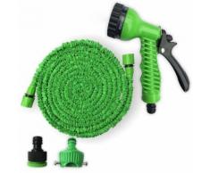 Tuyau d'arrosage extensible rétractable - 45 mètres 150 TF Pistolet - Jardin puissant Vert