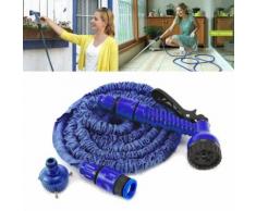 Tuyau d'arrosage extensible retractable 30metres Pistolet Offert Solide Jardin puissant bleu