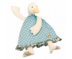 Doudou Plat Jeanne La Cane Oie Canard Moulin Roty Collection La Grande Famille Bleu Pois Blanc Fleurs Jouet Bebe Naissance Enfant Comfort Blanket Comforter Soft Toy Peluche