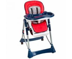 Chaise Haute Pour Bébé / Enfant Grand Confort Pliable - Sécurité À 5 Points - Hauteur Réglable - 6 Mois À 3 Ans Bleu Rouge Tectake