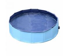 Bassin Piscine Pour Chien Pvc Pliable Anti-Glissant Facile À Nettoyer Diamètre 80 Hauteur 20 Cm Bleu 04bu