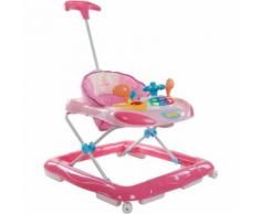 Trotteur Interactif Avec Poussoir Et Volant Pour Bébé 6-12 Mois | Rose