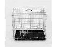 Cage Caisse De Transport Pliante Pour Chien En Métal Argenté 91 X 61 X 67 Cm 28