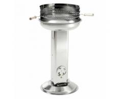 Barbecue Colonne En Inox - Grille 43cm - Clapet De Tirage - Collecteur De Cendres