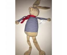 Doudou Lapin Beige Marin Bout'chou Raye Peluche Eveil Bebe Jouet Boutchou