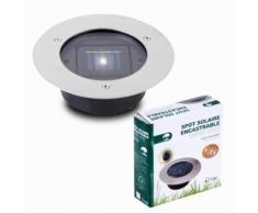 Spot encastrable solaire 1 LED Allumage automatique 12cm acier inoxydable