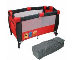 Monsieur Bebe ® Lit Parapluie 60cm X 120cm + Matelas / Modèle Malice Rouge / Norme Nf En716-1+A1 / Garantie 1 An / Satisfait Ou Remboursé / Pliant / Pliable / Voyage
