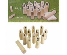 Kubb Game 15pcs - Quille Bois Avec Numero Style Molkky - Jeux Jouet Enfant - 932