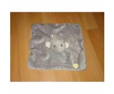 Doudou Peluche Plat Obaibi Okaidi Hippopotame Gris Dessous Blanc Pois Brodé Pour T'apprendre La Tendresse 26 X 26 Cm