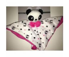 Doudou Panda Kimadi Blanc Noir Rose Etoiles Noires Tetes Pandas Plat Jouet Eveil Bebe Naissance Cuddly Toy Soft Toys Plush