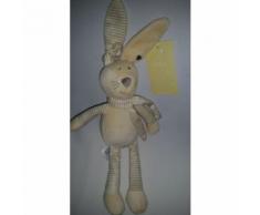 Doudou Lapin Gémo Jaune Rayé Blanc/Beige/Crème Écru Écharpe C Ur Marron 26 Cm , Oreilles 10 Cm Jouet Bébé Naissance Peluche Éveil Enfant Blanky Soft Toys Blankie Comforter
