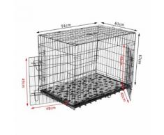 Cage Caisse De Transport Pliante Pour Chien Poignée, Plateau Amovible, Coussin Fourni 91 X 61 X 67 Cm Noir 33