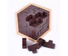Jouet Jeux Casse Tête Mini Cube Puzzle Style Tetris Bois Pour Enfants Et Adultes