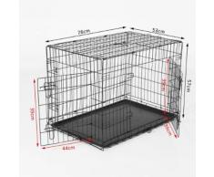 Cage De Transport Pliante Pour Chien Poignée Et Plateau Amovible 76 X 53 X 57 Cm Noire 21