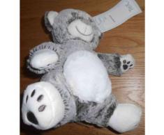 Doudou Ours Ourson Tex Baby Marron Gris Blanc Carrefour 20 Cm Peluche Jouet Eveil Naissance Bebe