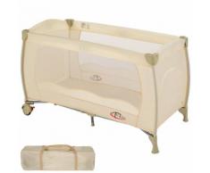 Lit Parapluie, Lit Bébé Pliant, Lit De Voyage + 1 Sac De Rangement En Polyester 126 Cm X 65 Cm X 80 Cm Beige Tectake
