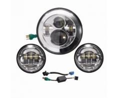 7'' Moto Led Projecteur Phare Headlight + 2 X 4.5'' Passing Feux Lampe Pr Harley