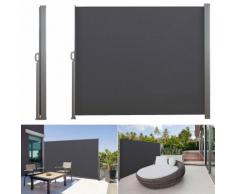 Paravent rétractable 300 x 140 cm store gris latéral enroulable