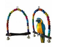 Yarui-World® Jouet Suspendue Oiseau Perroquet Perruche Animal Balançoire Echelle Cage Bois Nf