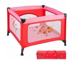 Parc Bébé Lit Parapluie Lit De Voyage Pliant Parc D'éveil Avec Matelas & Sac De Transport 101 Cm X 101 Cm X 78 Cm Rose Tectake