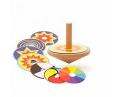 Vicfine 8 Jolies Cartes Colorées Avec Jouet De Toupies En Bois Pour Les Enfants
