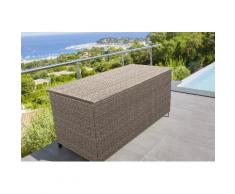 Coffre de rangement Bayana Sépia Jardin 166 x 76 x 79 cm - Acier traité époxy, Résine tressée