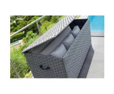 Coffre de rangement Bayana Blue stone Jardin 166 x 76 x 79 cm - Acier traité époxy, Résine tressée