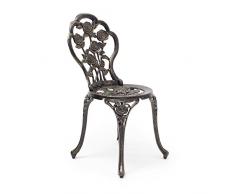 Relaxdays Chaise de jardin bar terrasse restaurant H x l x P 81 x 41 x 41 cm bistrot style ancien antiquités campagne motifs fleurs en aluminium, bronze