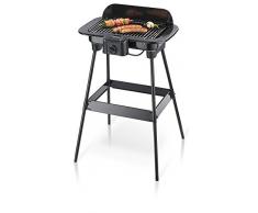 Severin - 8521 - Barbecue sur Pieds - 2300 W - 851 cm2 - noir - grille chromée - pare-vent - thermostat