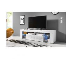 Meuble TV Hugo II LED - Blanc / Blanc laqué