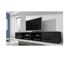 Meuble TV Reno - 240 cm - Noir / Noir laqué