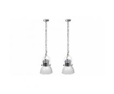 Suspensions métal design industriel x2 - Blanc