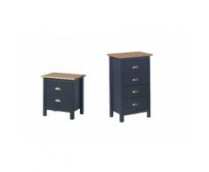 2 meubles pour chambre Betty anthracite - Table de chevet/Chiffonnier