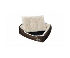 Panier chaud pour chien avec coussin rembourré taille S - Marron et beige