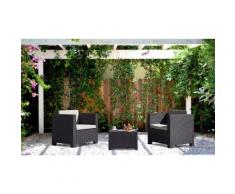 Salon de jardin 2 places effet résine tressée Anthracite