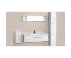 Zgoa - ensemble 3 meubles + 1 vasque + 1 miroir pour salle de bain / Blanc