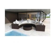Salon jardin demi cercle en rotin - Marron