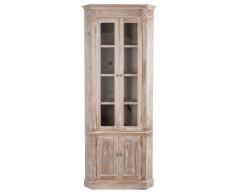 Armoire d'angle 4 portes bois blanchi 61x61x195cm