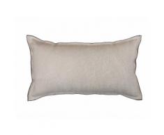Coussin rectangulaire en 100% lin lavé, uni, bourdon contrasté. Multicolore Blanc Cerise
