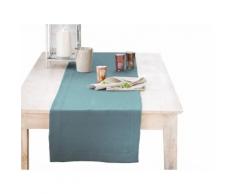 Chemin de table celadon - lin déperlant - uni, brodé 050x180 cm