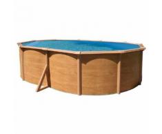 Piscine métal aspect bois TRIGANO Colorado 5,10 x 3,90 m. 1,20 m. de haut.