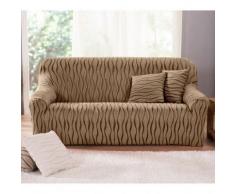 Housse extensible jacquard imprimé fauteuil canapé - chocolat