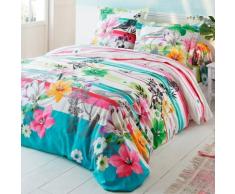 Linge de lit Zoé coton - turquoise imprimé