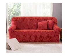 Housse extensible jacquard imprimé fauteuil canapé - terracotta