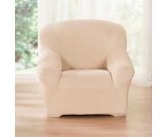 Housse unie extensible fauteuil canapé - écru