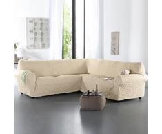 Housse gaufrée bi-extensible canapé d'angle - naturel