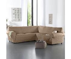Housse gaufrée bi-extensible canapé d'angle - grège